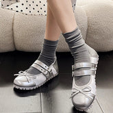 Flats Bow Ballet Dance Shoes Casual Shallow Women Sandals 2024 Fashion Autumn New Fashion Shoes Walking Female Cozy Dress Shoes
